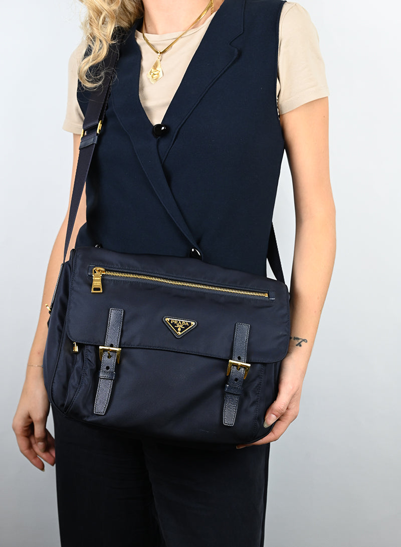 Prada Borsa in Re-Nylon blu