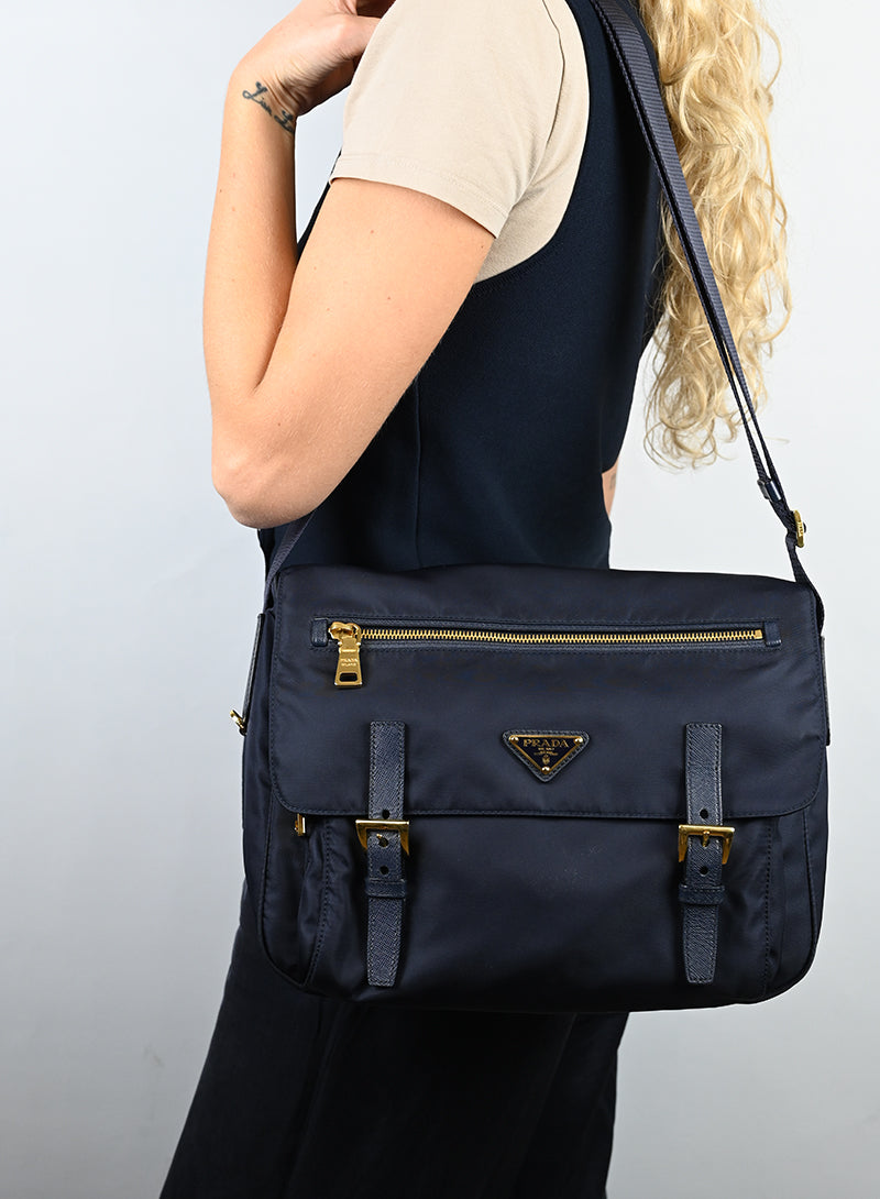 Prada Borsa in Re-Nylon blu