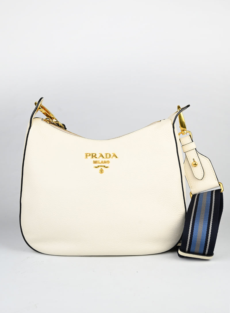 Prada in pelle martellata bianca -  lesleyluxuryvintage