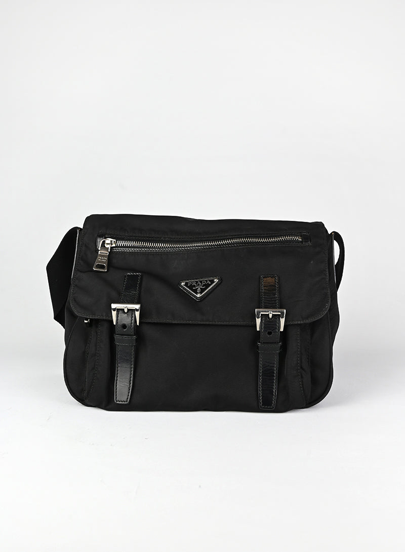 Prada Borsa a cartella in nylon nera