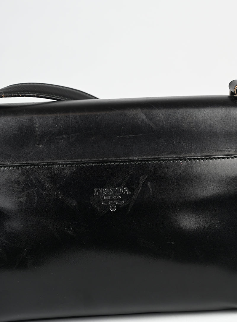 Prada Borsa in pelle spazzolata nera -  lesleyluxuryvintage