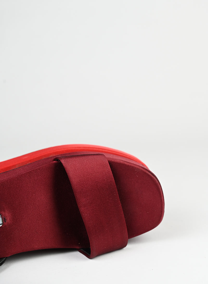 Prada Sandali platform in raso rosso - N. 37 -  lesleyluxuryvintage