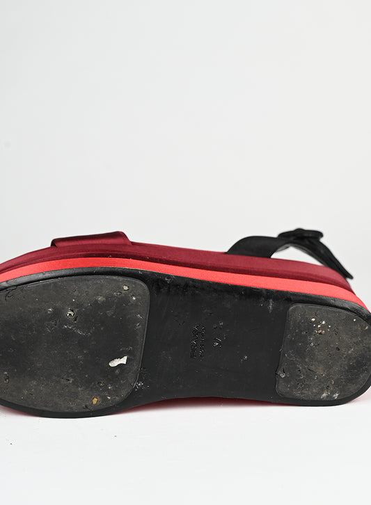 Prada Sandali platform in raso rosso - N. 37 -  lesleyluxuryvintage