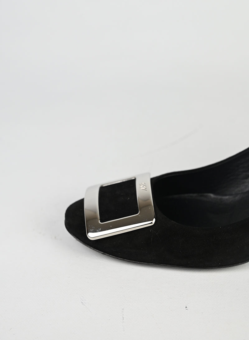 Roger Vivier Décolleté Suede Nero - N. 38 ½