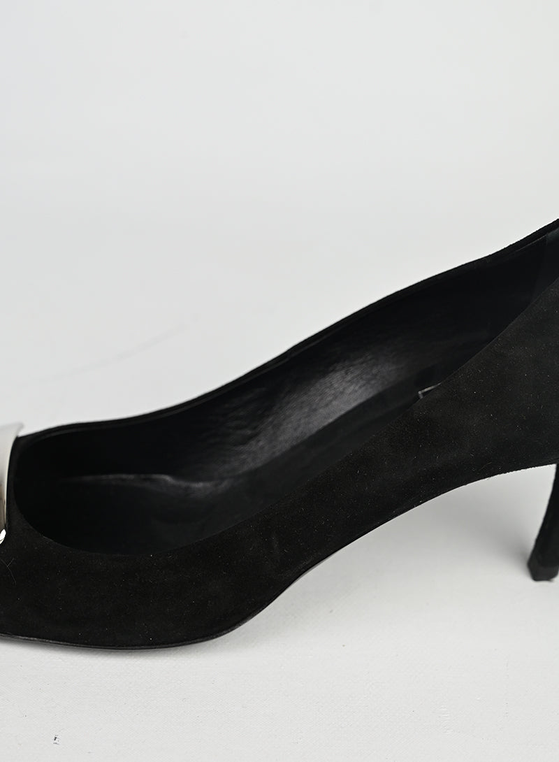 Roger Vivier Décolleté Suede Nero - N. 38 ½
