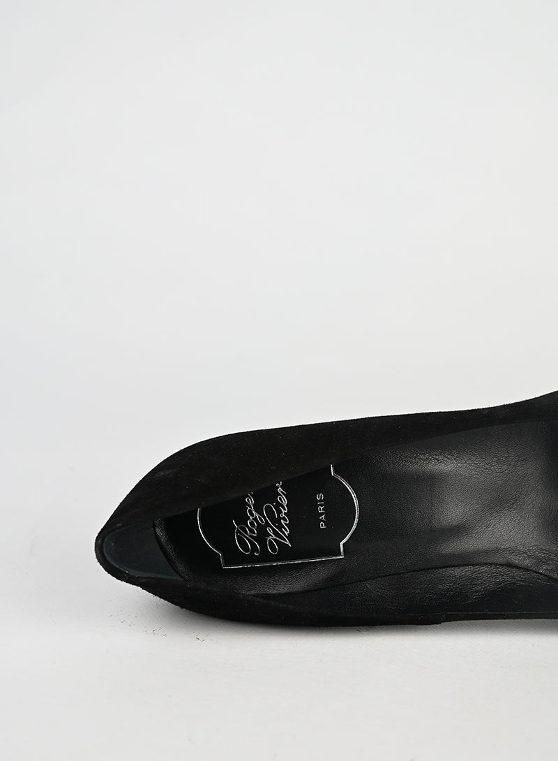 Roger Vivier Décolleté Suede Nero - N. 38 ½