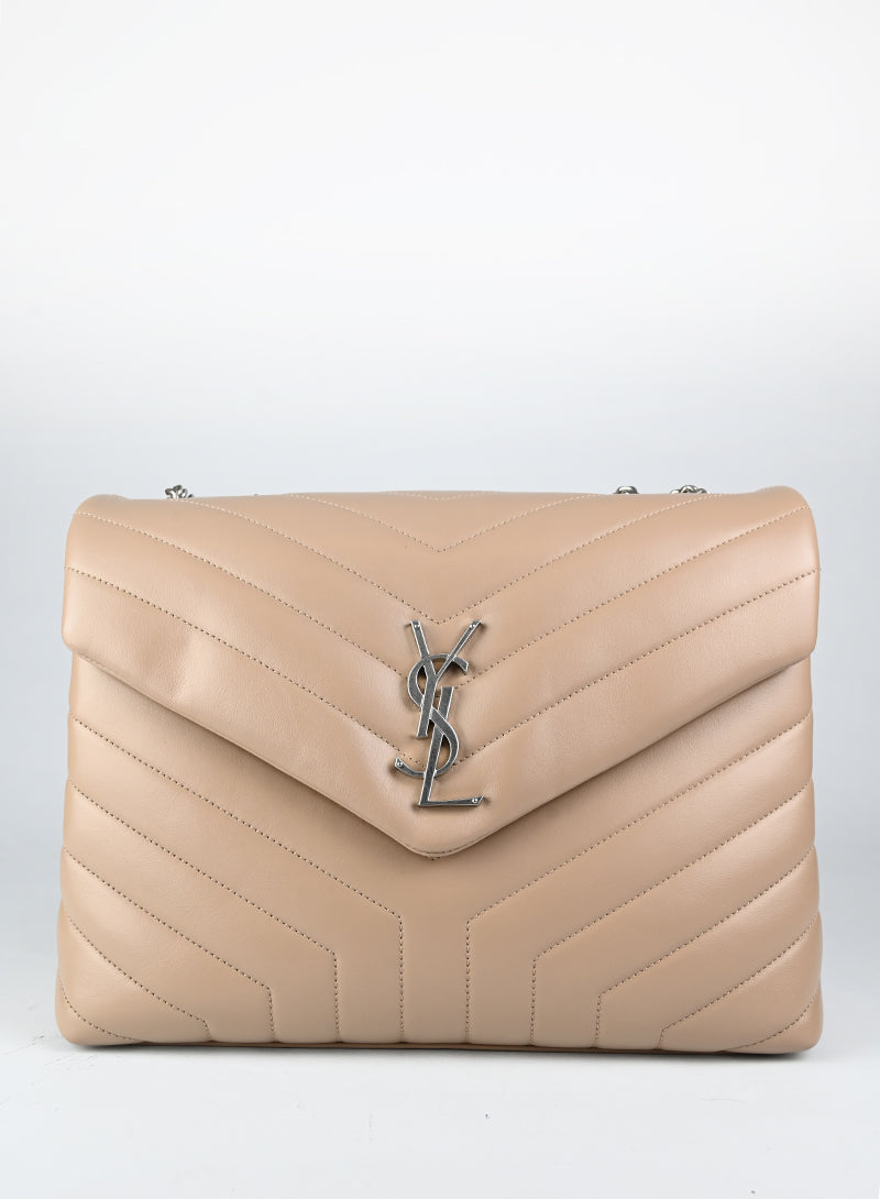 Saint Laurent Borsa Lou Lou Large in pelle beige