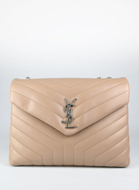 Saint Laurent Borsa Lou Lou Large in pelle beige