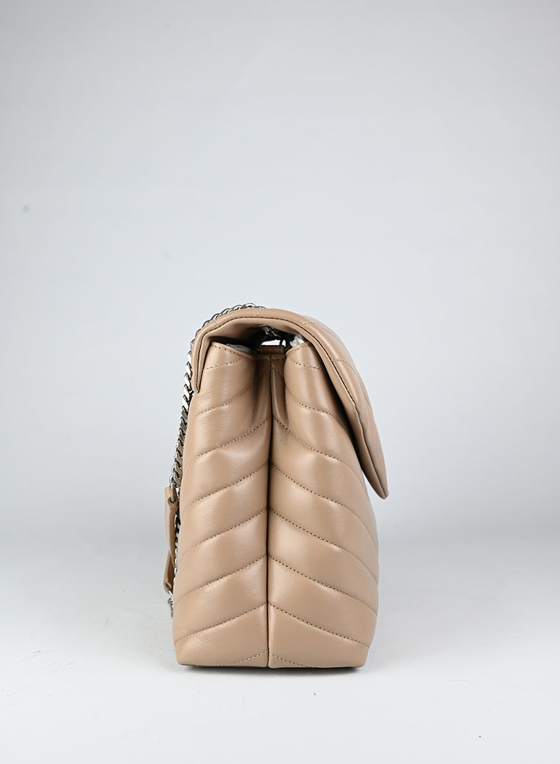 Saint Laurent Borsa Lou Lou Large in pelle beige
