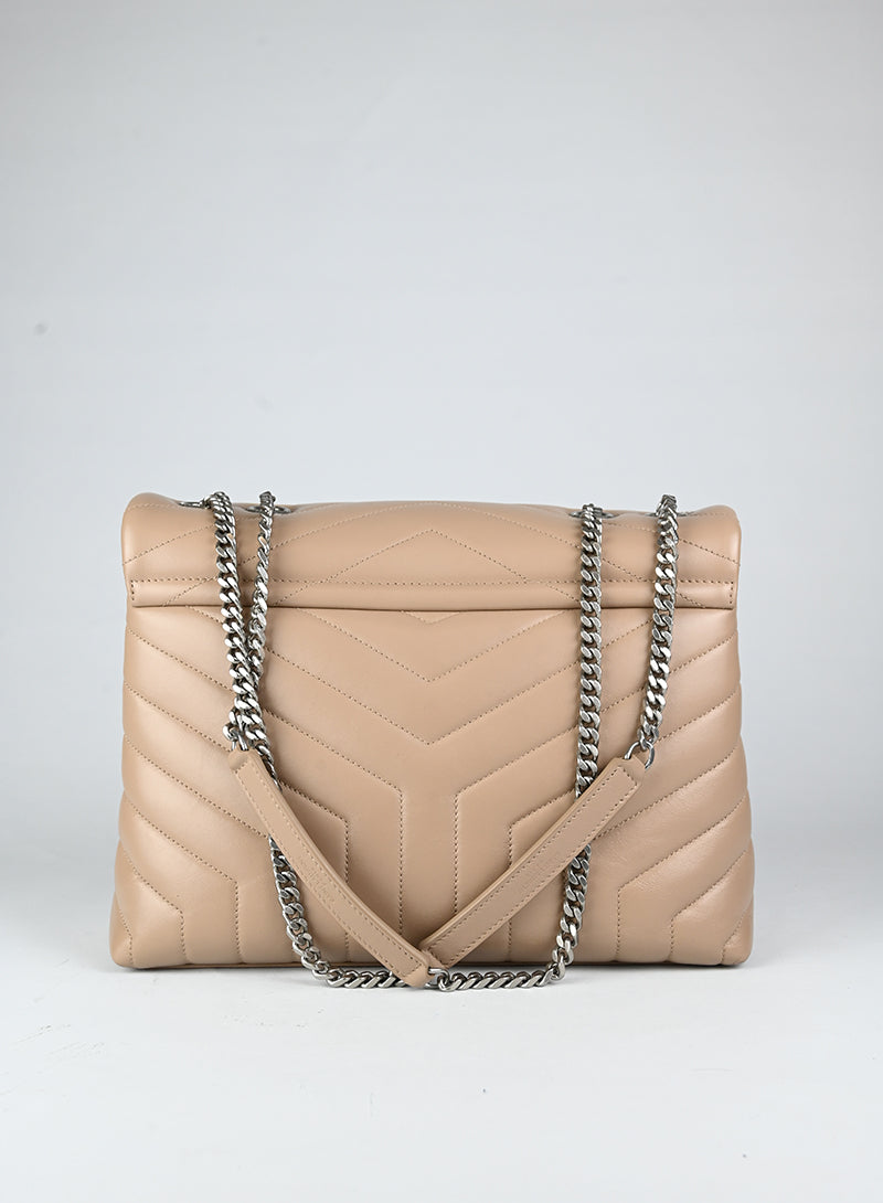 Saint Laurent Borsa Lou Lou Large in pelle beige