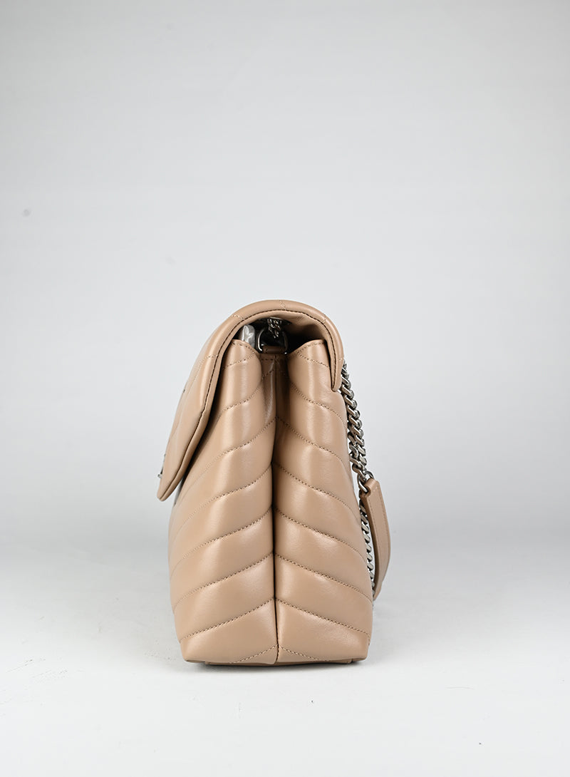 Saint Laurent Borsa Lou Lou Large in pelle beige