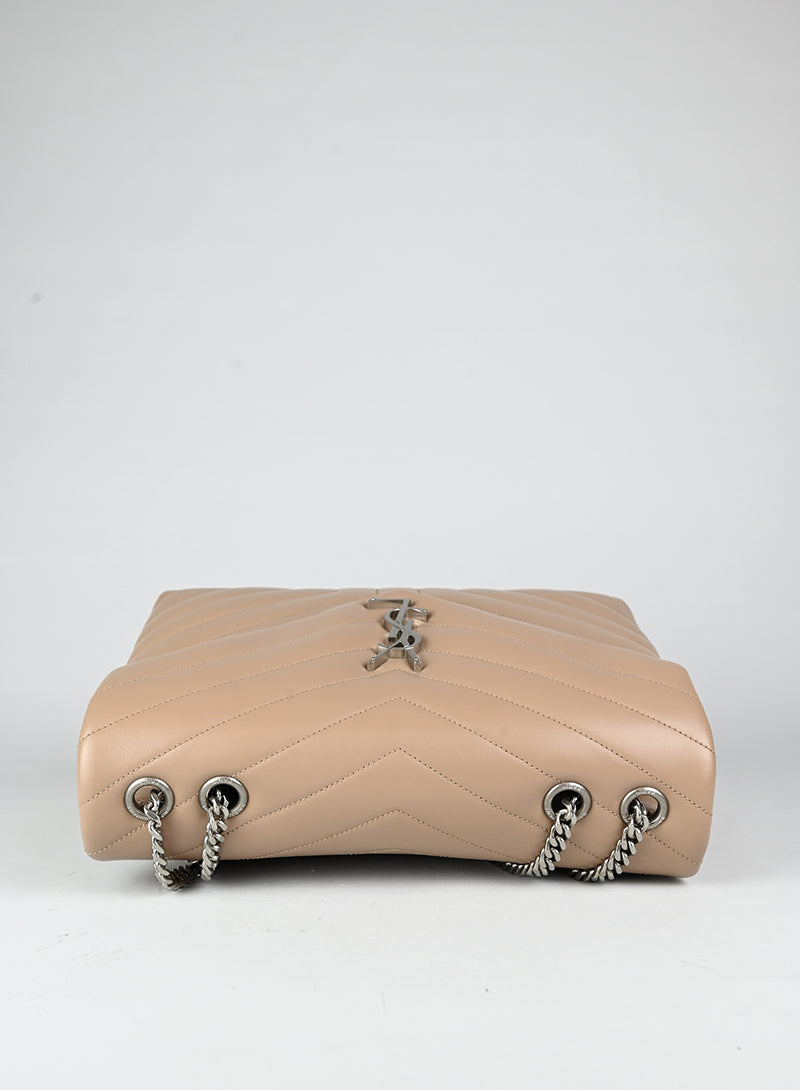 Saint Laurent Borsa Lou Lou Large in pelle beige