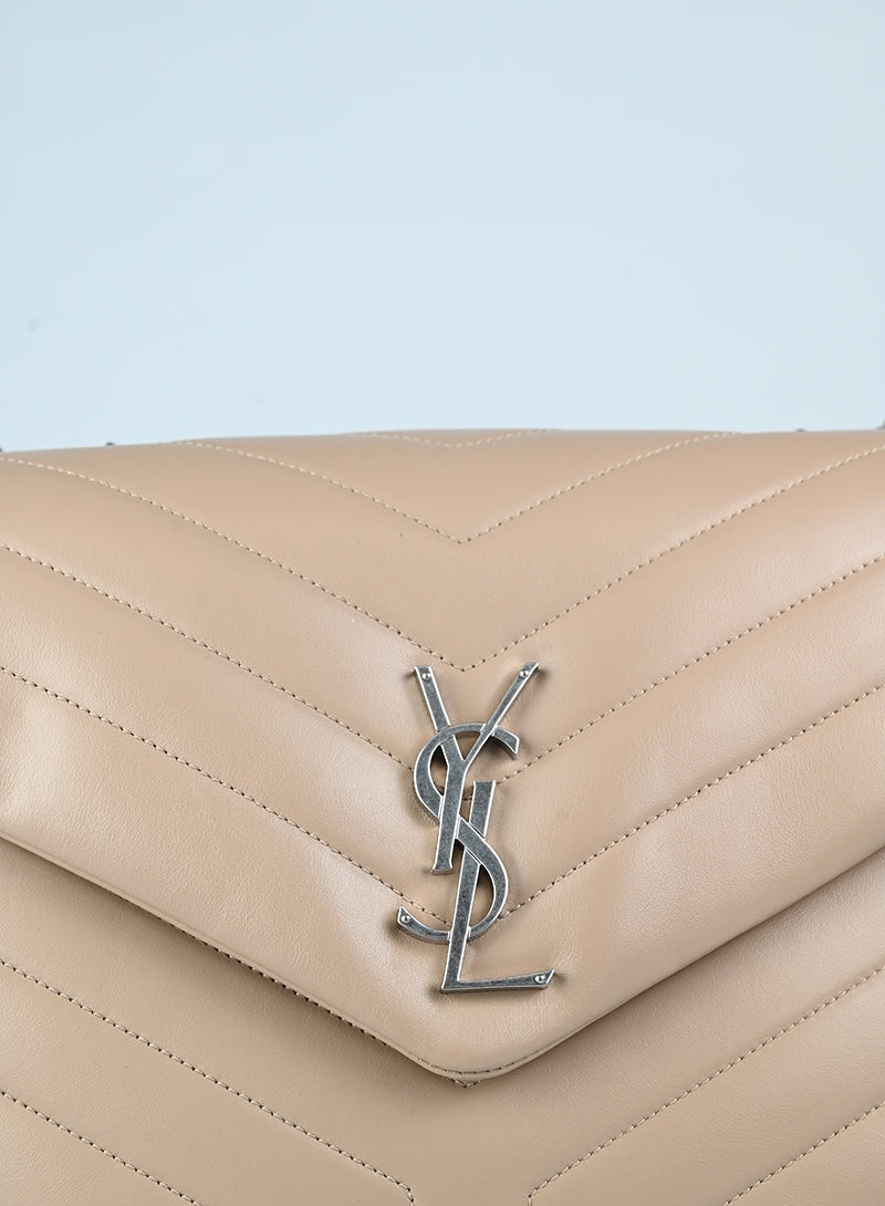 Saint Laurent Borsa Lou Lou Large in pelle beige