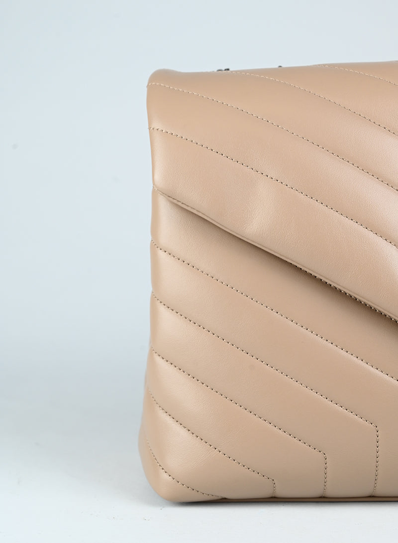 Saint Laurent Borsa Lou Lou Large in pelle beige