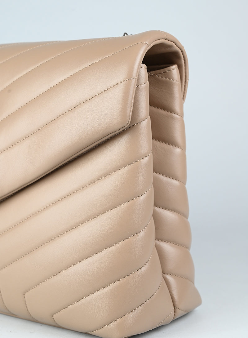 Saint Laurent Borsa Lou Lou Large in pelle beige