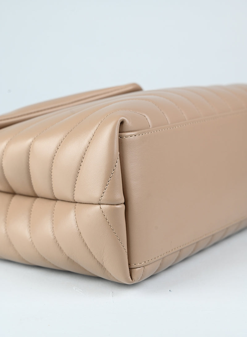Saint Laurent Borsa Lou Lou Large in pelle beige