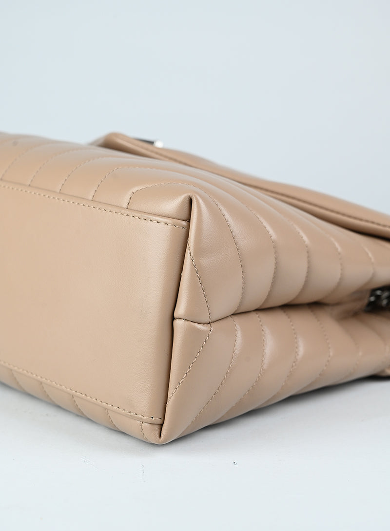 Saint Laurent Borsa Lou Lou Large in pelle beige