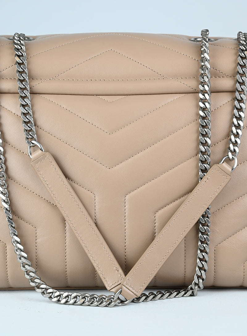 Saint Laurent Borsa Lou Lou Large in pelle beige