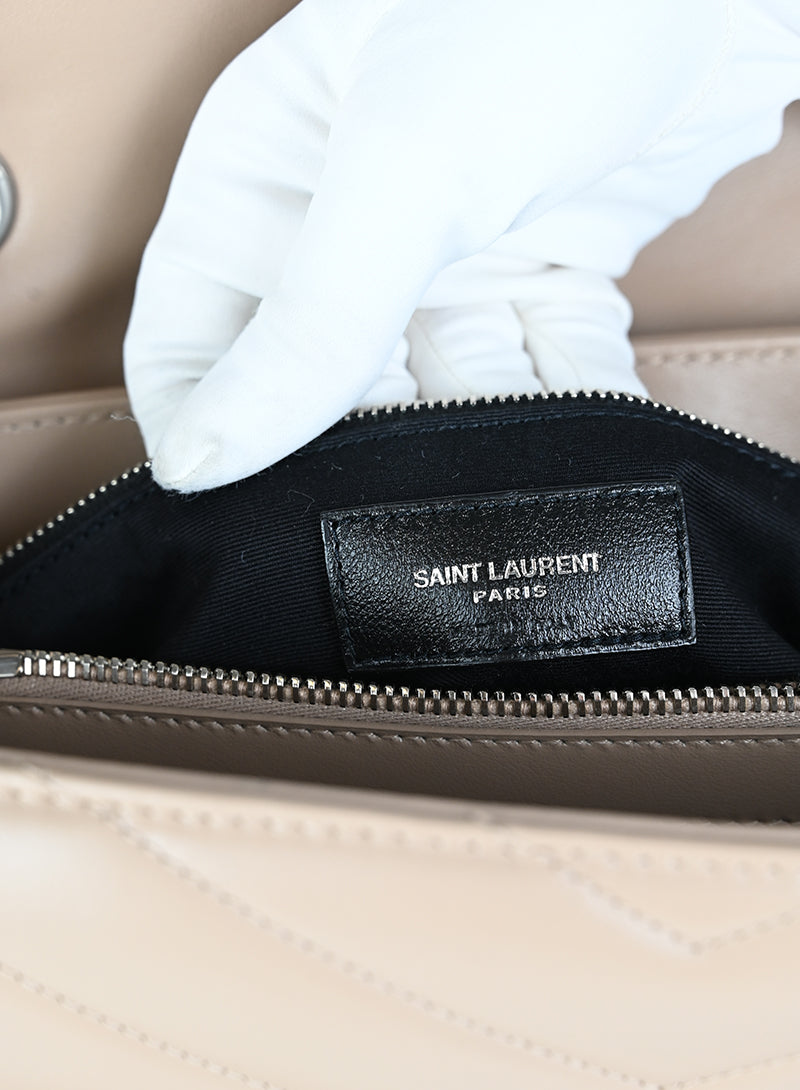 Saint Laurent Borsa Lou Lou Large in pelle beige