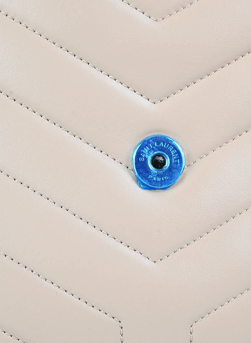 Saint Laurent Borsa Lou Lou Large in pelle beige