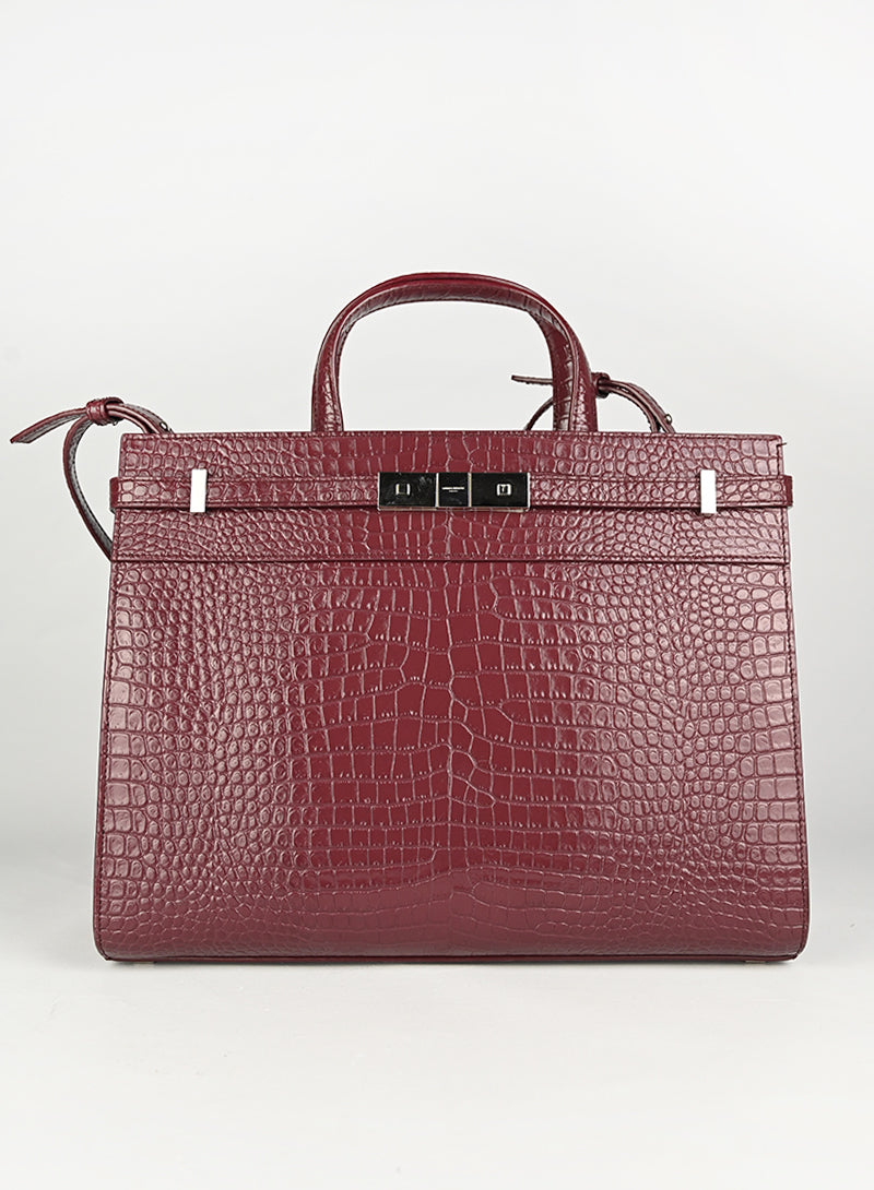 Saint Laurent Borsa Manhattan in pelle burgundy