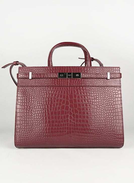 Saint Laurent Borsa Manhattan in pelle burgundy