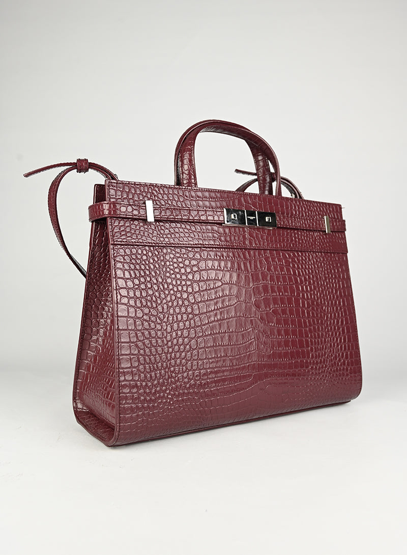 Saint Laurent Borsa Manhattan in pelle burgundy