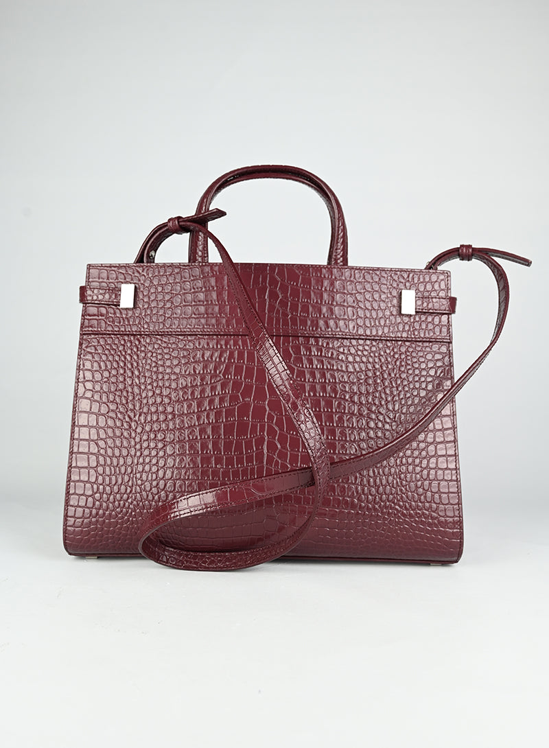 Saint Laurent Borsa Manhattan in pelle burgundy