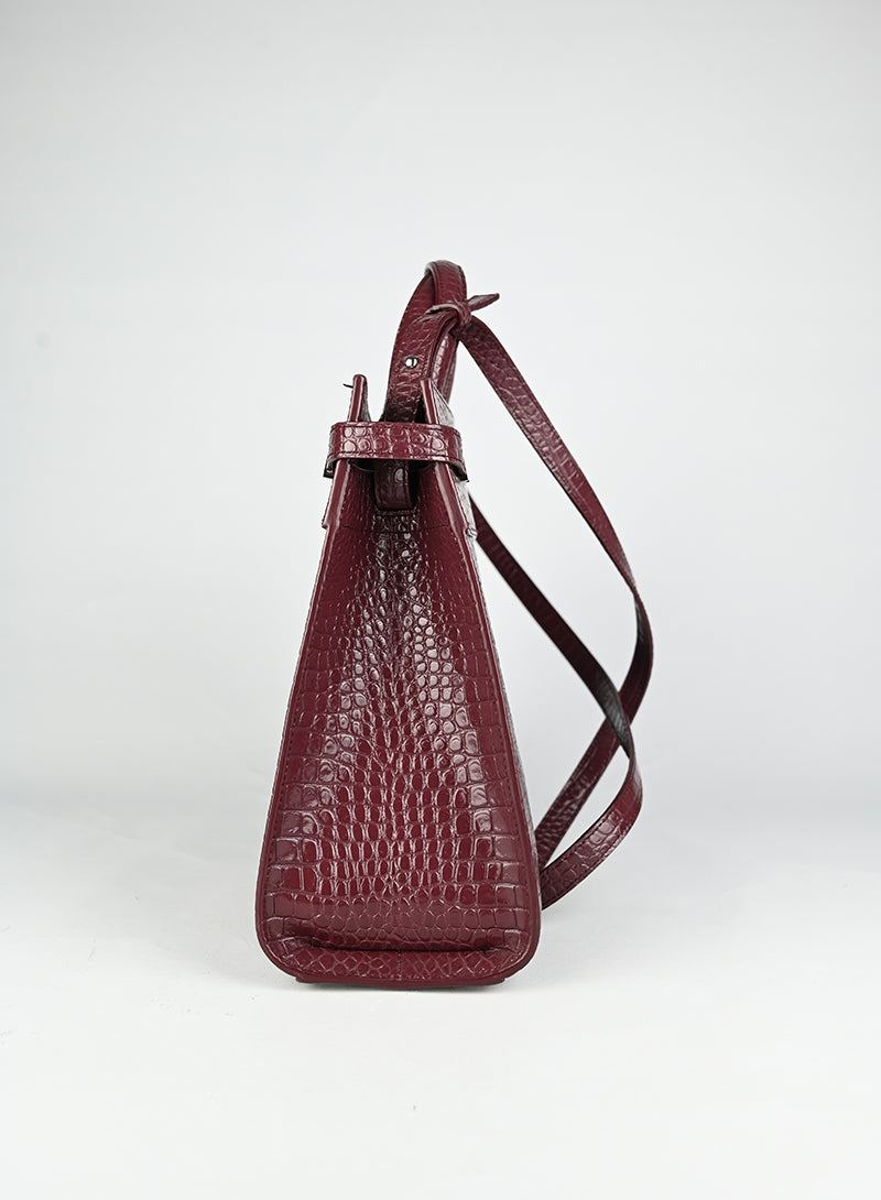 Saint Laurent Borsa Manhattan in pelle burgundy