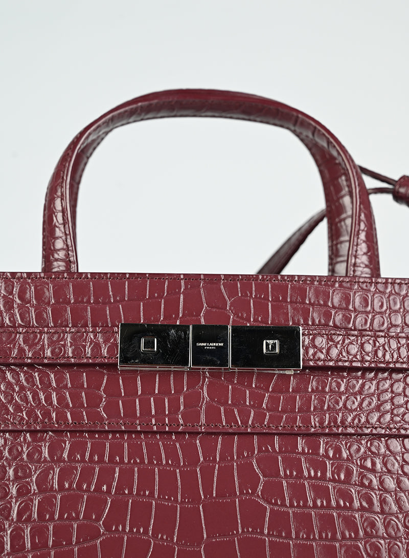 Saint Laurent Borsa Manhattan in pelle burgundy