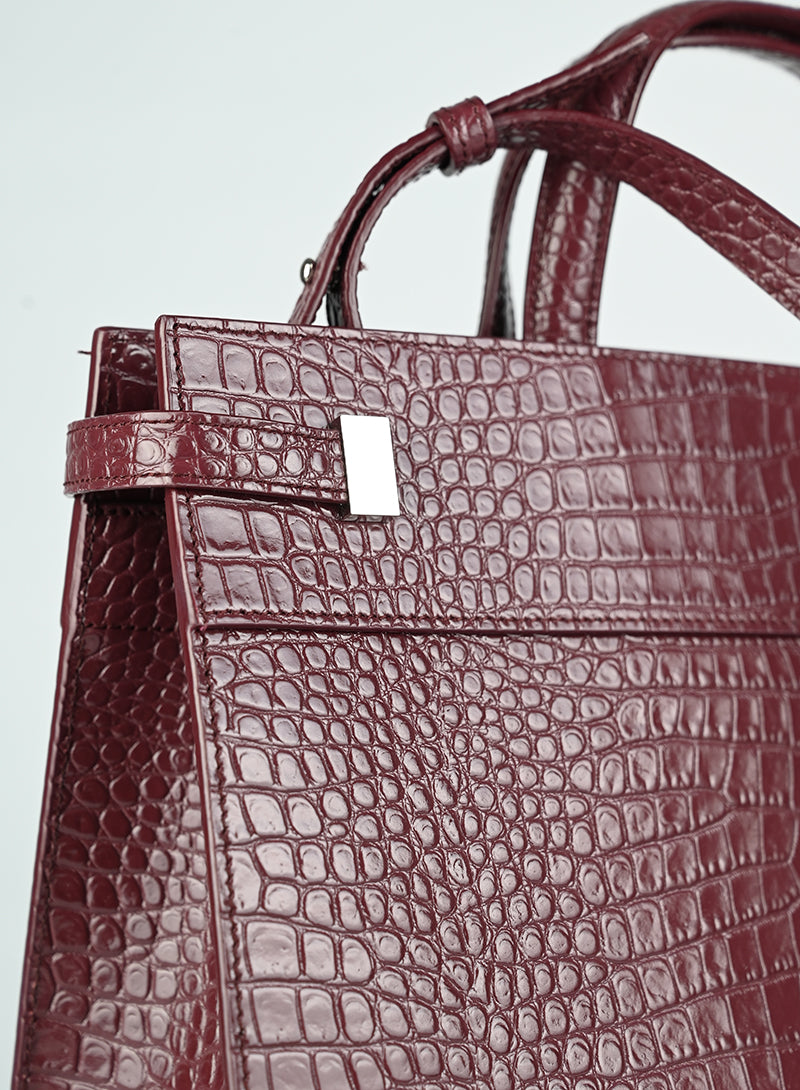 Saint Laurent Borsa Manhattan in pelle burgundy