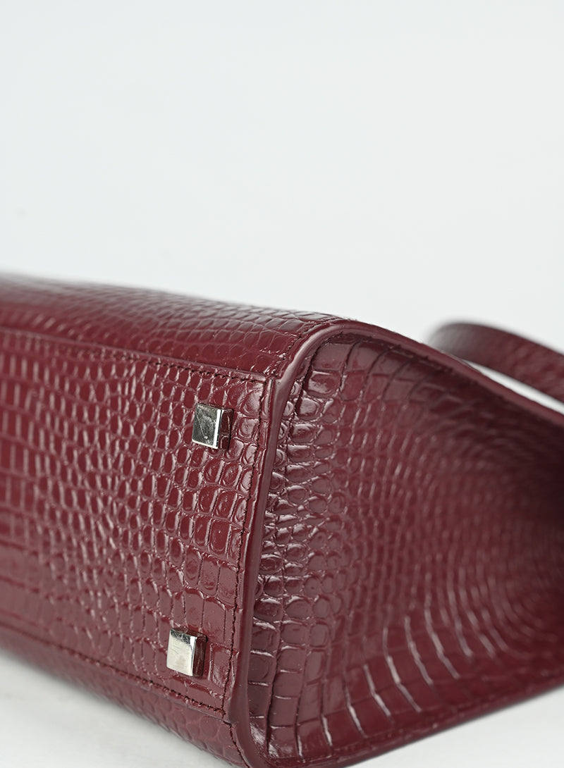 Saint Laurent Borsa Manhattan in pelle burgundy