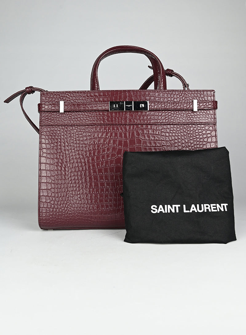 Saint Laurent Borsa Manhattan in pelle burgundy