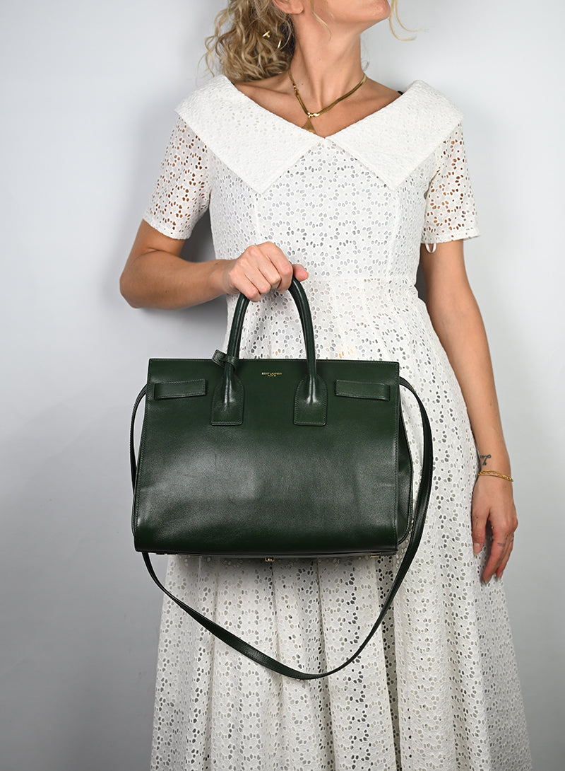 Saint Laurent Sac de Jour Pelle Verde