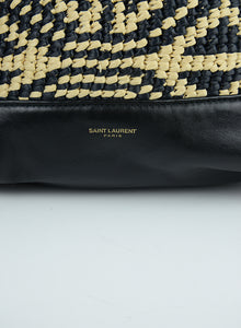 Saint Laurent Secchiello in paglia beige e nero