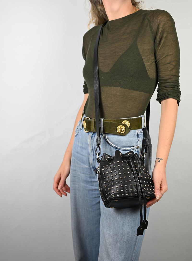 Saint Laurent Borsa a secchiello in pelle nera