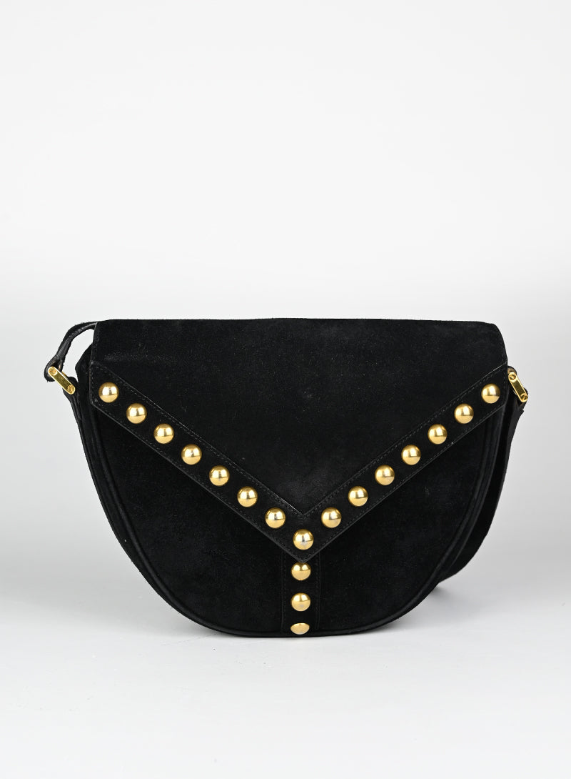 Saint Laurent Borsa in suede nera con borchie
