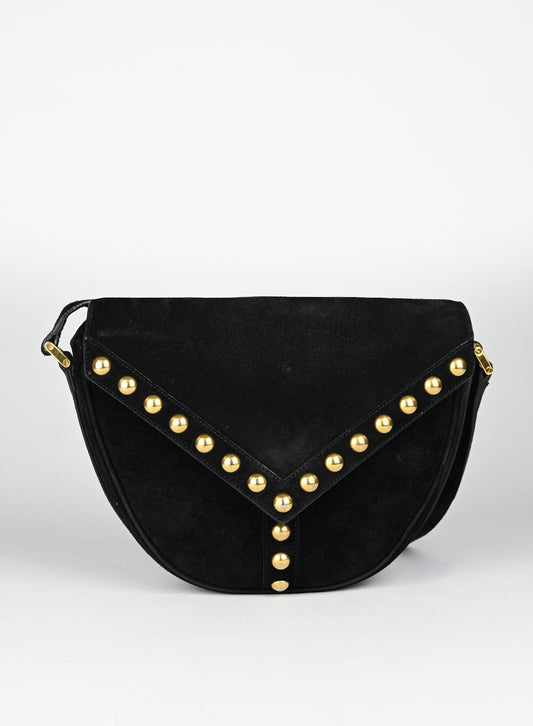 Saint Laurent Borsa in suede nera con borchie