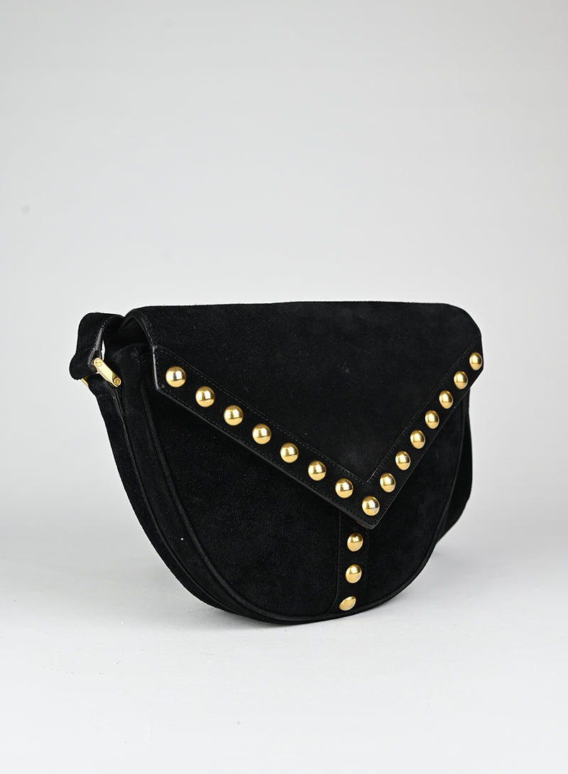 Saint Laurent Borsa in suede nera con borchie