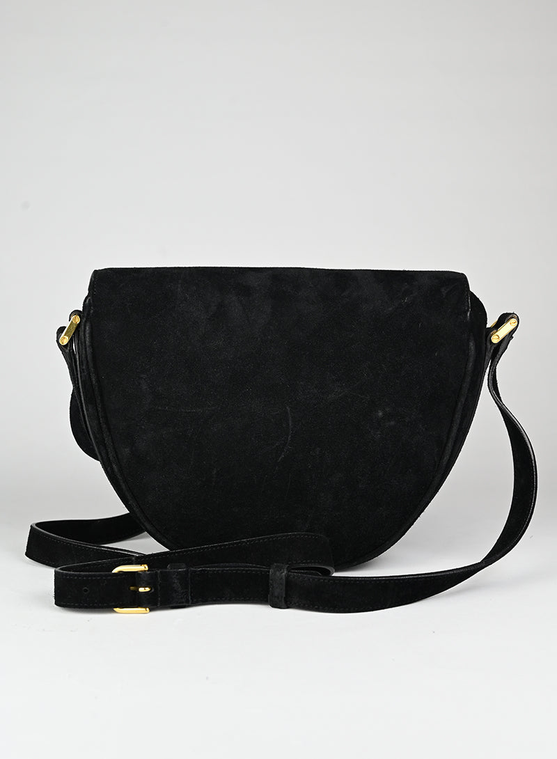 Saint Laurent Borsa in suede nera con borchie