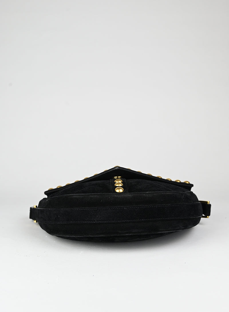 Saint Laurent Borsa in suede nera con borchie