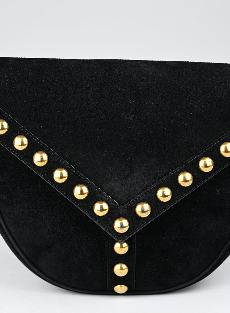 Saint Laurent Borsa in suede nera con borchie