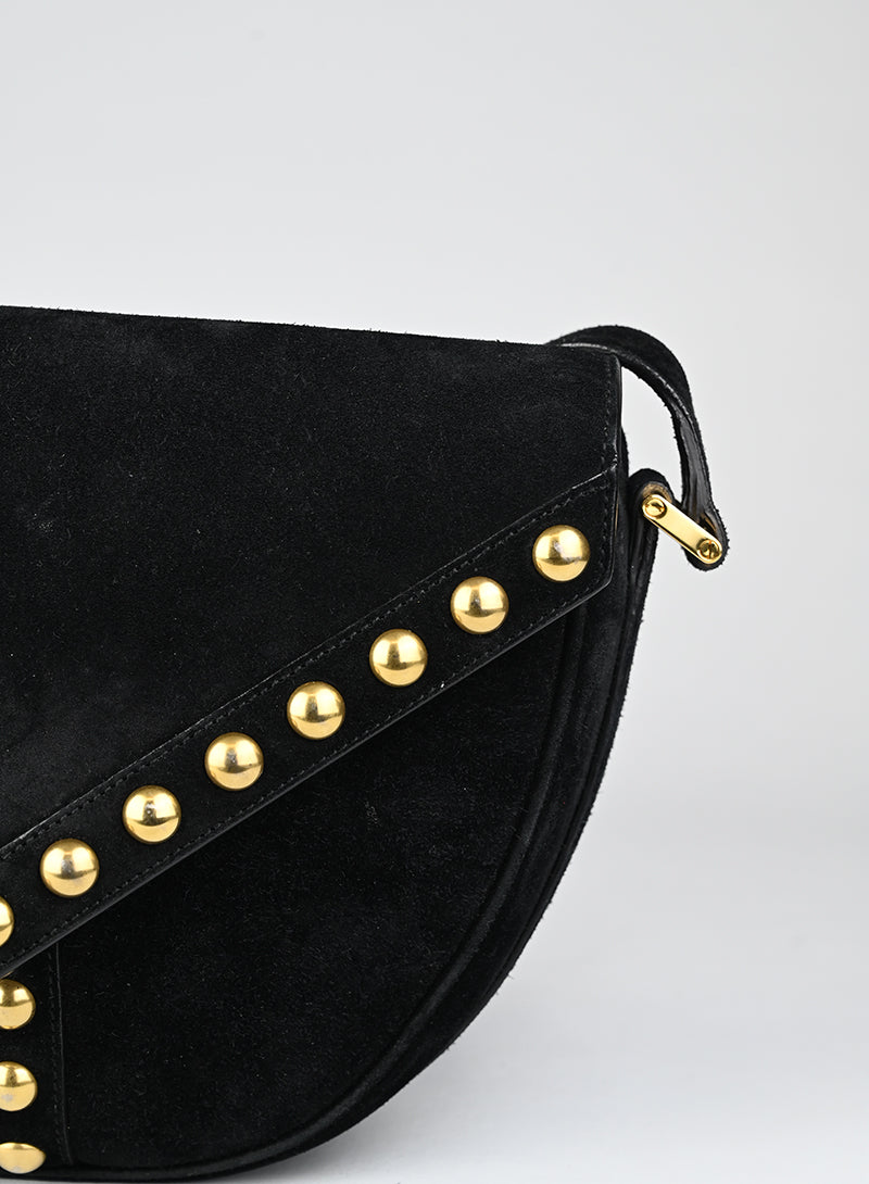 Saint Laurent Borsa in suede nera con borchie