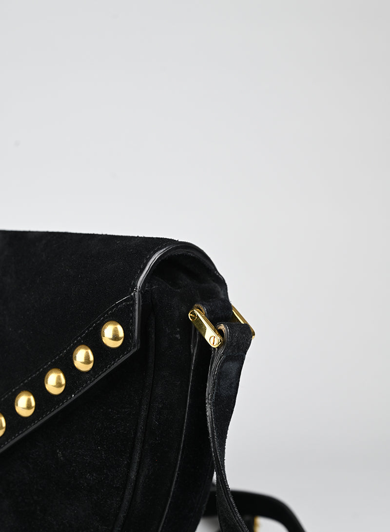 Saint Laurent Borsa in suede nera con borchie