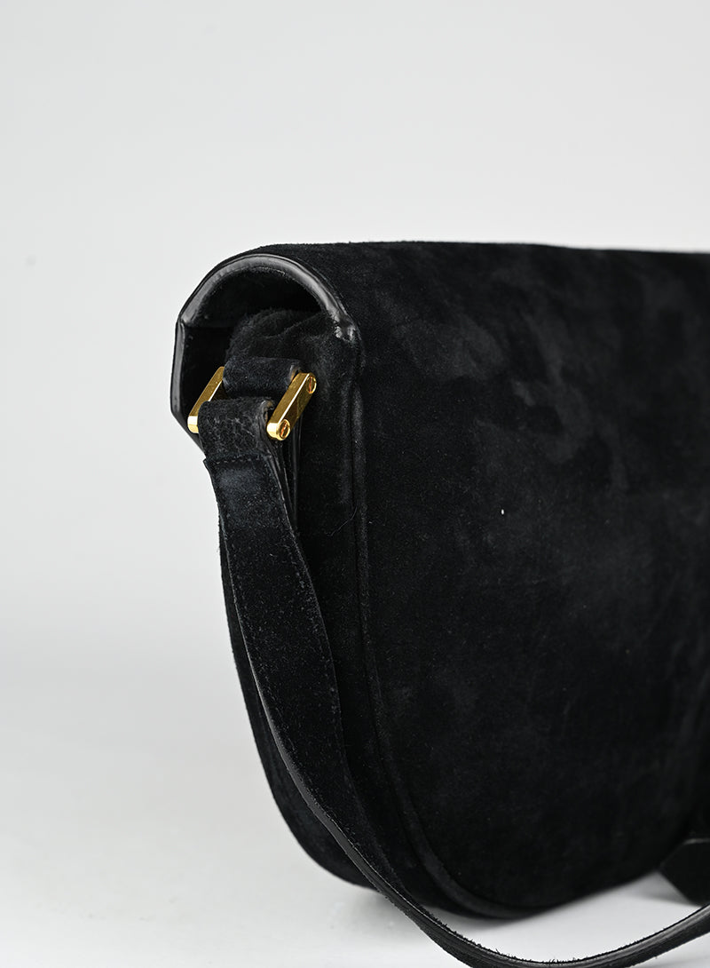 Saint Laurent Borsa in suede nera con borchie