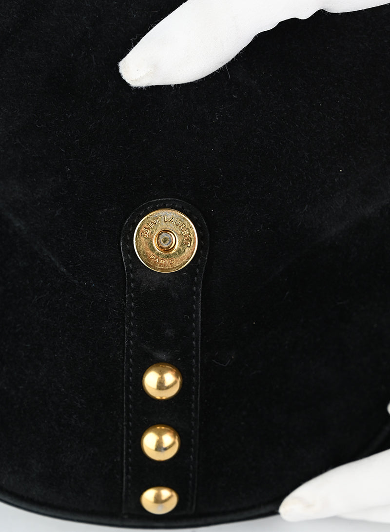 Saint Laurent Borsa in suede nera con borchie