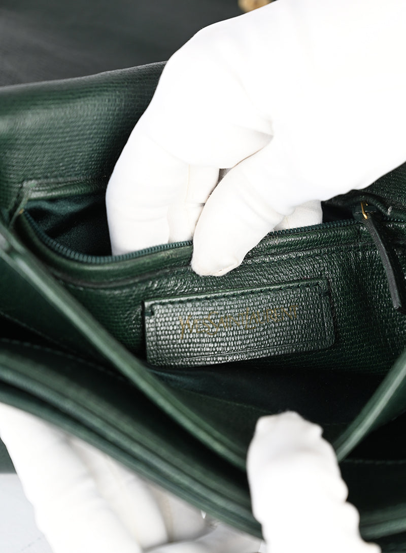 Saint Laurent Borsa Chic in pelle verde