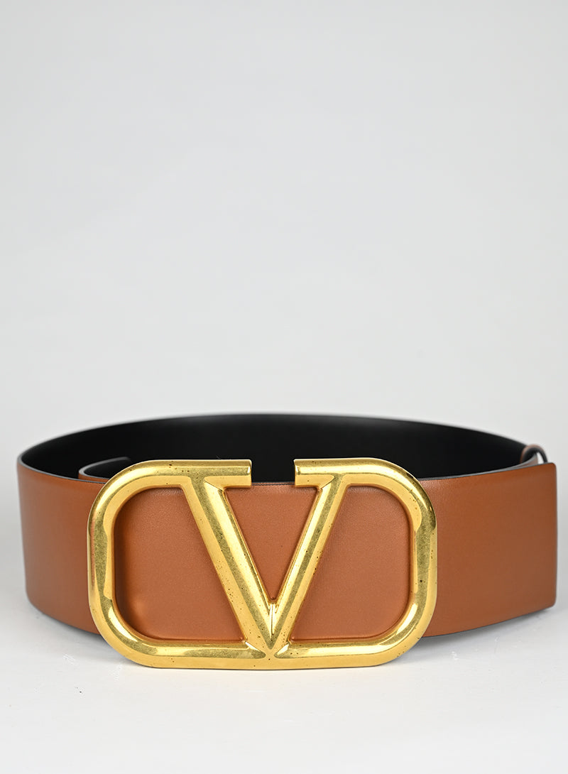 Valentino Cintura Pelle Cognac VLogo Maxi