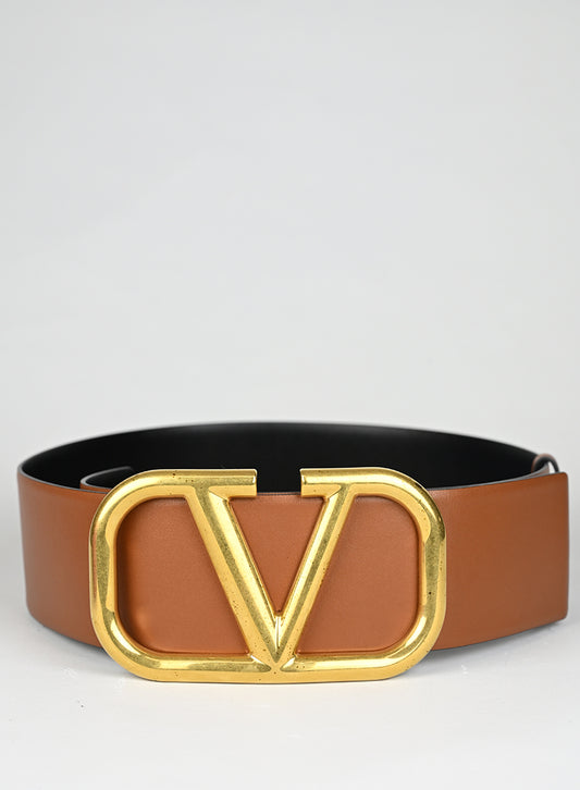 Valentino Cintura Pelle Cognac VLogo Maxi