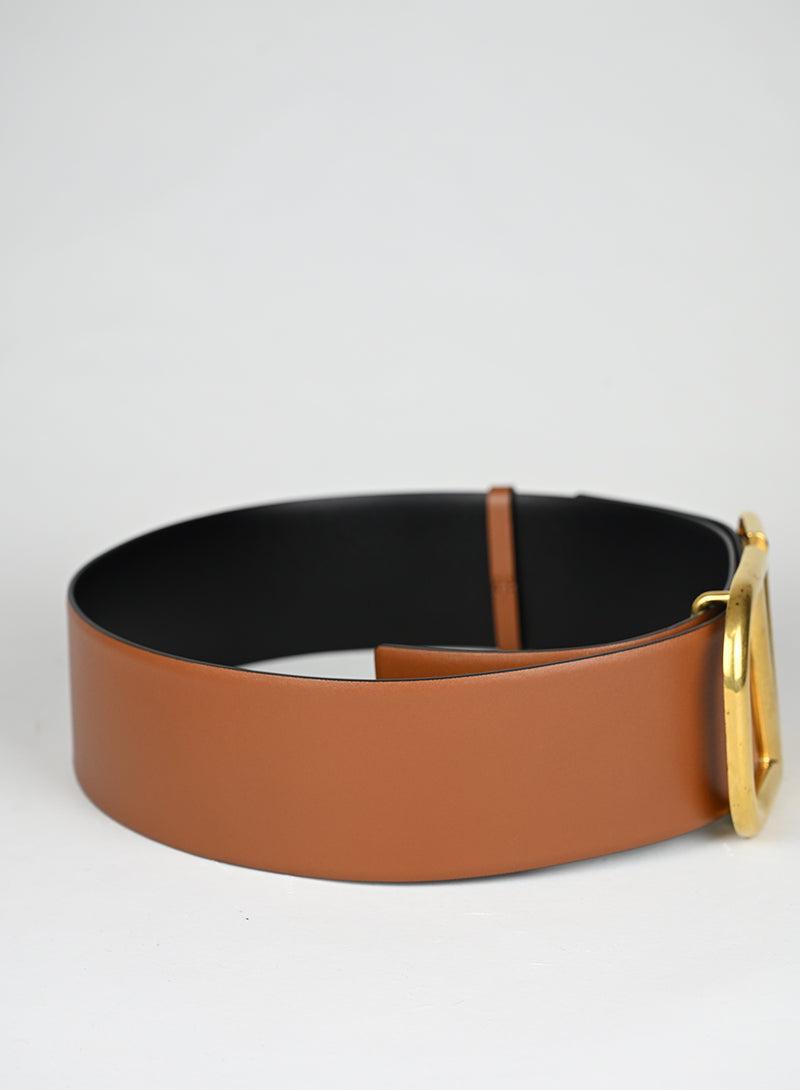 Valentino Cintura Pelle Cognac VLogo Maxi
